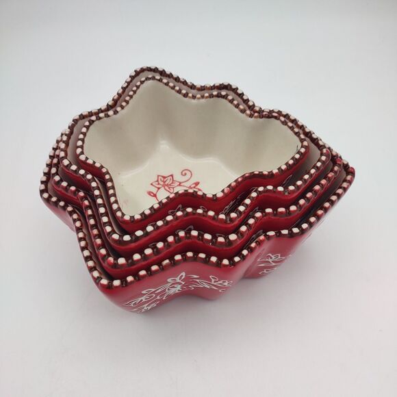Temp-tations Floral Lace Red Tree Shaped Nesting Measuring Cups Set - Picture 2 of 8